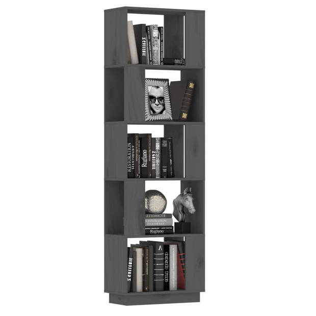 The Living Store Boekenkast Houten - 51 x 25 x 163.5 cm - Grijs