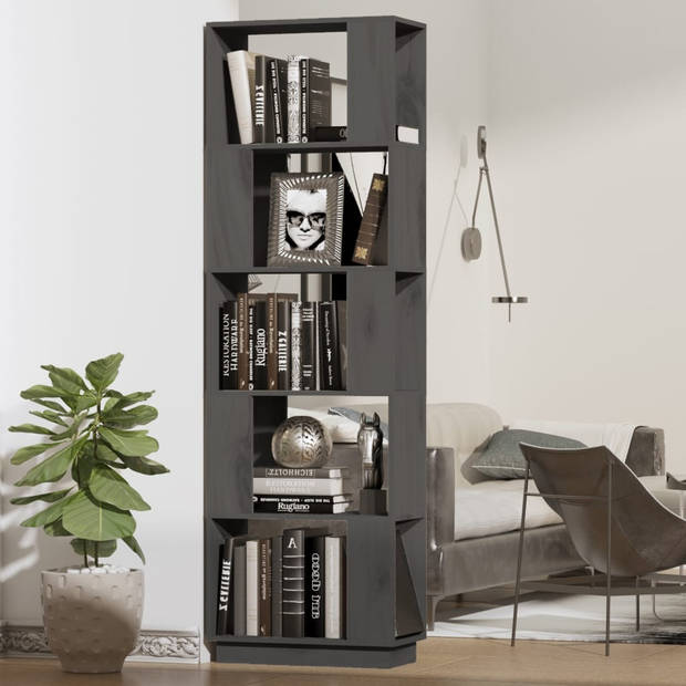 The Living Store Boekenkast Houten - 51 x 25 x 163.5 cm - Grijs