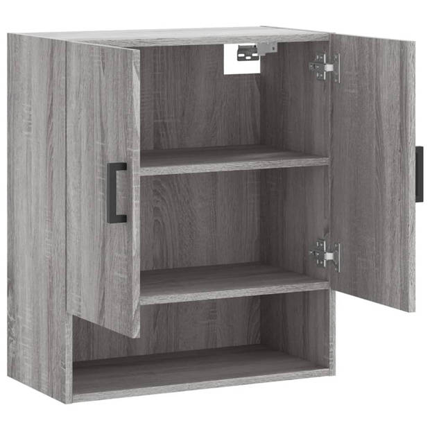 The Living Store Wandkast 60x31x70 cm bewerkt hout grijs sonoma eikenkleurig - Kast