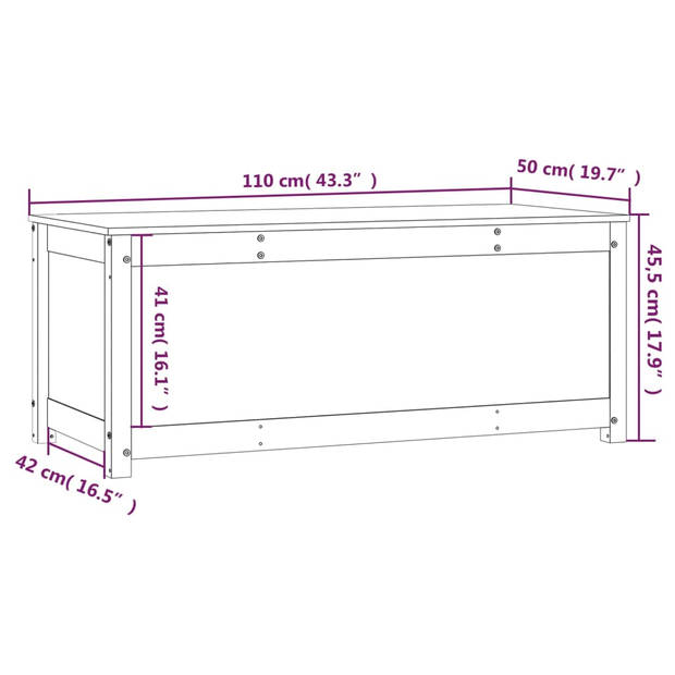 The Living Store Opbergdoos Massief Grenenhout - 110 x 50 x 45.5 cm - Wit