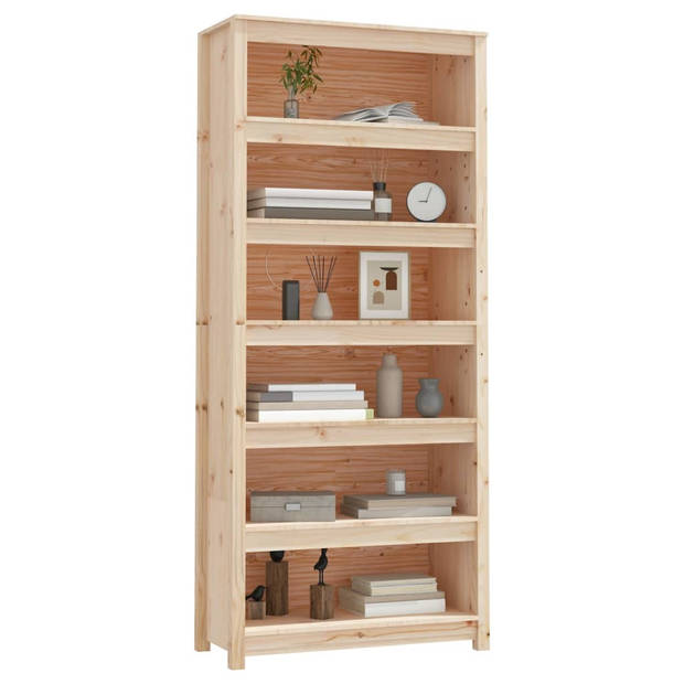 The Living Store Boekenkast Massief Grenenhout - 80x35x183 cm - Rustiek