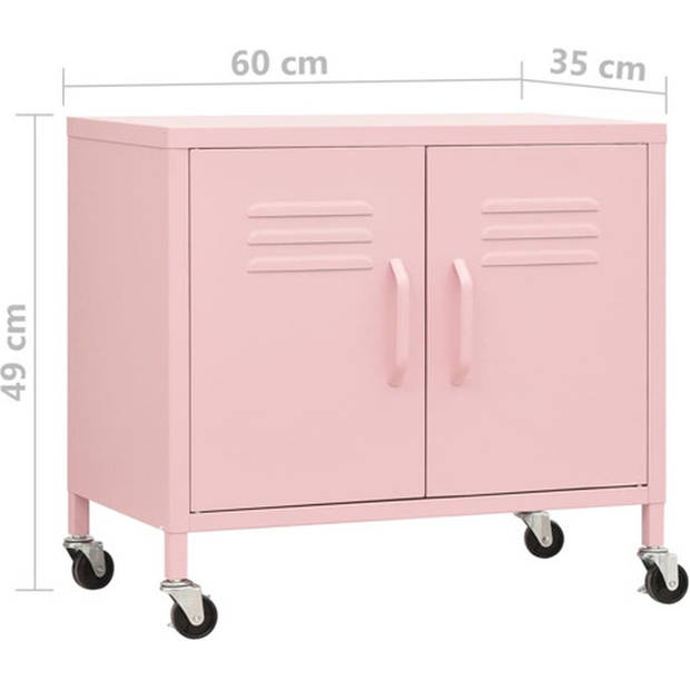 The Living Store Kast Staal - 60x35x56cm - Roze - Verstelbaar schap