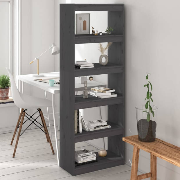 The Living Store Boekenkast Grenenhout - 60 x 30 x 167.5 - Grijs