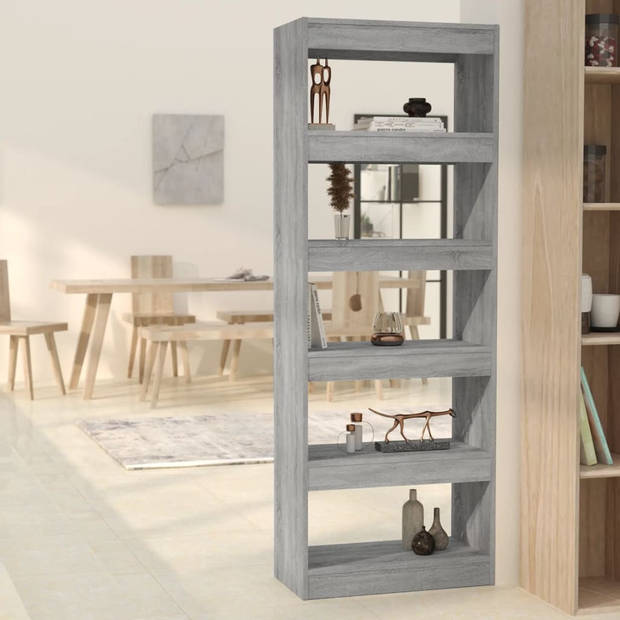 The Living Store Boekenkast/kamerscherm 60x30x166 cm spaanplaat grijs sonoma - Kast