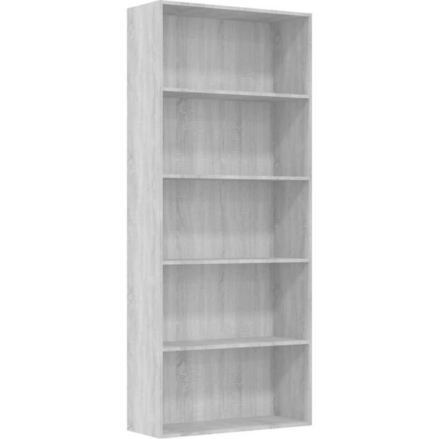 The Living Store Boekenkast - Praktisch Materiaal - 80x30x189 cm - Grijs Sonoma Eiken