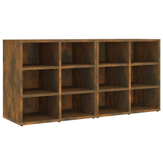 The Living Store Schoenenkast - Musthave - Opbergmeubels - Afmetingen- 52.5x30x50 cm - Ken- 12 vakken - Gerookt eiken