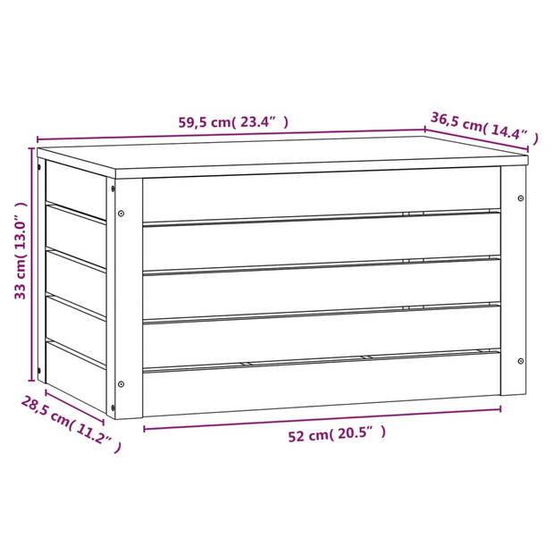 The Living Store Opbergdoos Massief Grenenhout - 59.5 x 36.5 x 33 cm - Wit