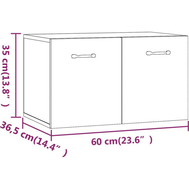 The Living Store Wandkast - The Living Store - Kast - 60 x 36.5 x 35 cm - Wit - Bewerkt hout