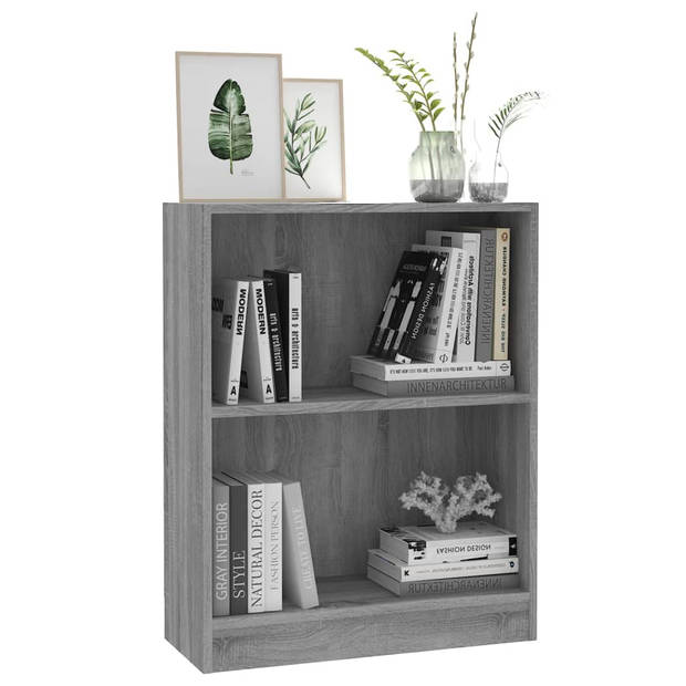 The Living Store Boekenkast - 60 x 24 x 74.5 cm - 2-laags ontwerp - Grijs Sonoma Eiken