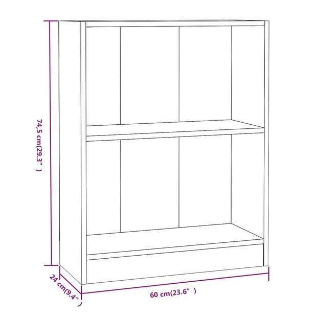 The Living Store Boekenkast - Compact en functioneel - Afmeting- 60 x 24 x 74.5 cm - Kleur- Bruineiken