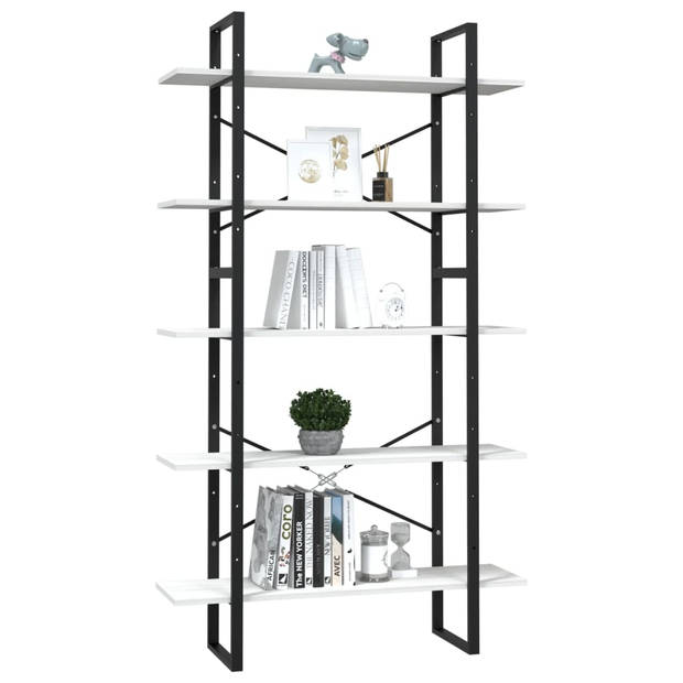 The Living Store Boekenkast Grenenhout Wit - 100 x 30 x 105 cm en 100 x 30 x 70 cm - 5 schappen