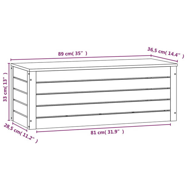 The Living Store Houten Opbergdoos - 89 x 36.5 x 33 cm - Massief Grenenhout