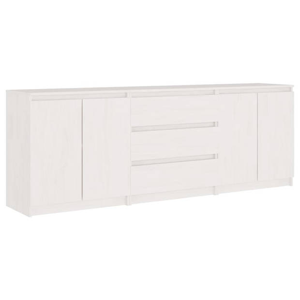 The Living Store Bijzetkast 180x36x65 cm massief grenenhout wit - Kast