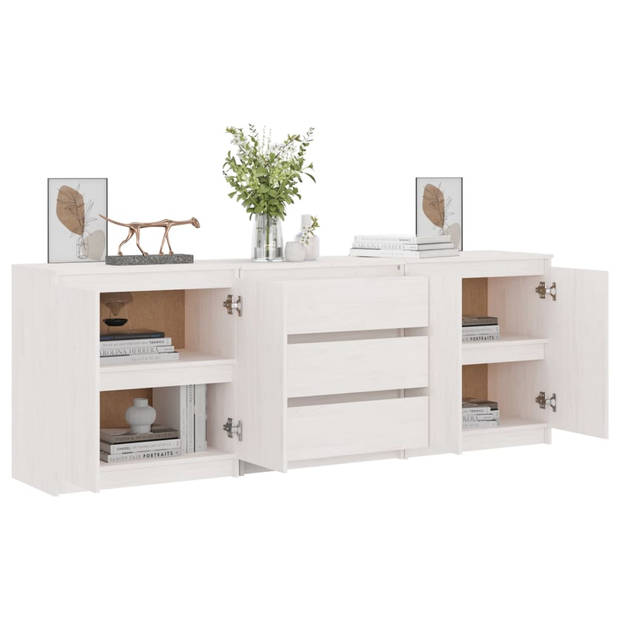 The Living Store Bijzetkast 180x36x65 cm massief grenenhout wit - Kast