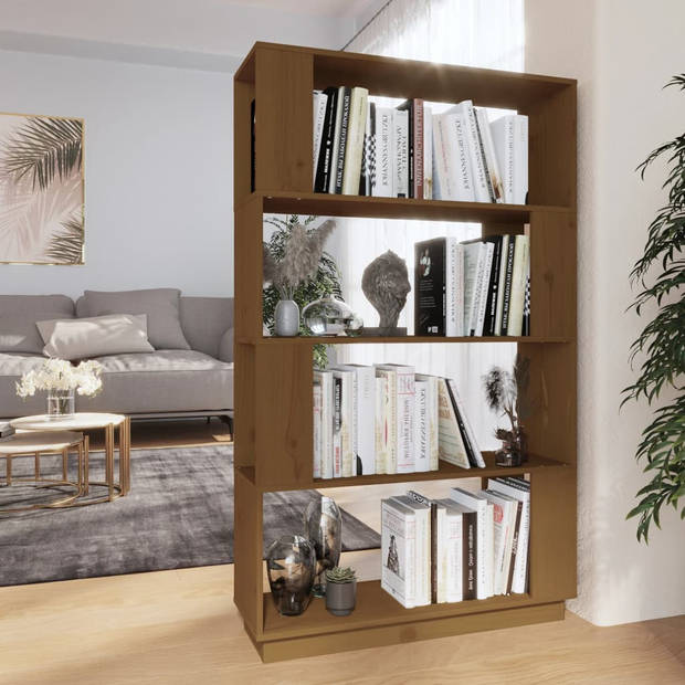 The Living Store Boekenkast Grenenhout - 80 x 25 x 132 cm - Honingbruin