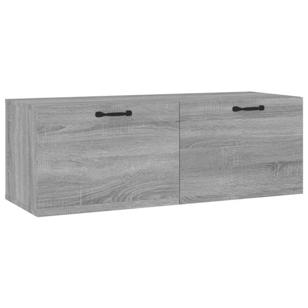 The Living Store Wandkast - Grijs Sonoma Eiken - 100x36.5x35 cm - 2 Lades