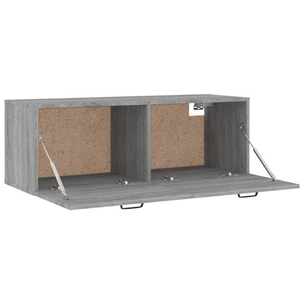 The Living Store Wandkast - Grijs Sonoma Eiken - 100x36.5x35 cm - 2 Lades