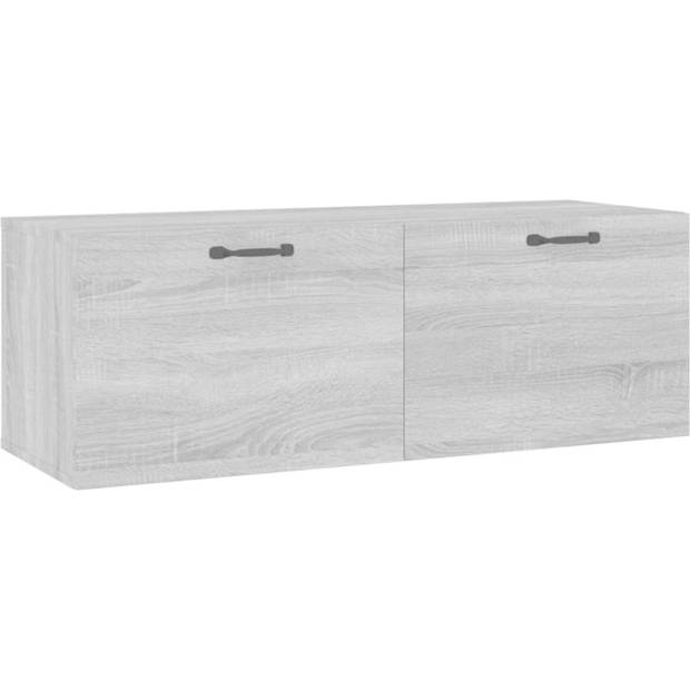 The Living Store Wandkast - Grijs Sonoma Eiken - 100x36.5x35 cm - 2 Lades