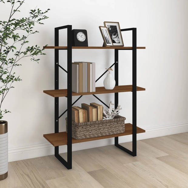 The Living Store Boekenkast - Bruineiken - 80 x 30 x 105 cm - Bewerkt hout en metaal