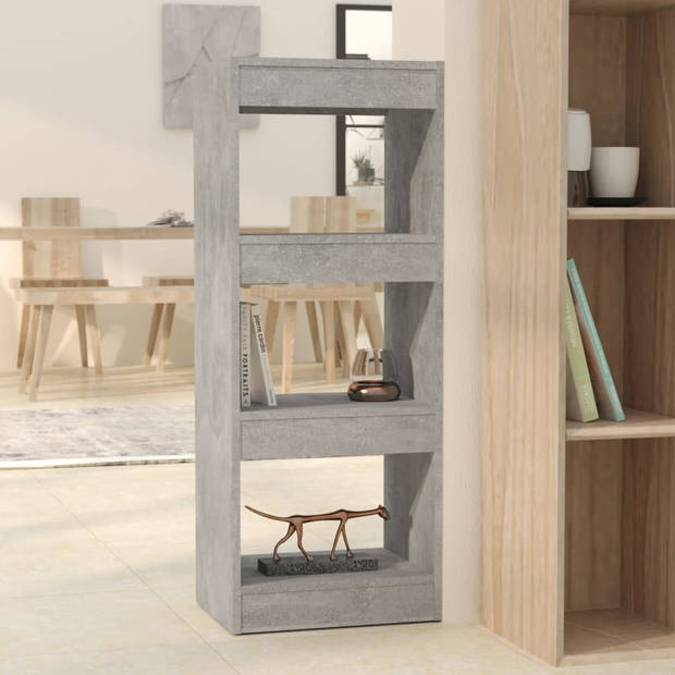 The Living Store Houten Boekenkast - Betongrijs - 40 x 30 x 103 cm - Stevig en praktisch