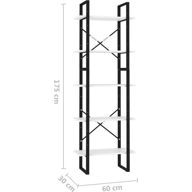 The Living Store Boekenkast - Hout en Metaal - Wit - 60x30x105cm - 60x30x70cm