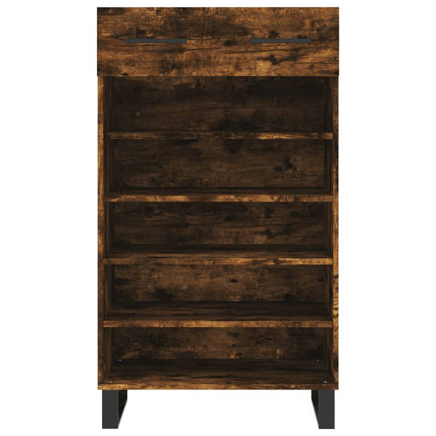 The Living Store Schoenenkast - Gerookt Eiken - Hout/IJzer - 60x35x105cm - Stabiel Blad