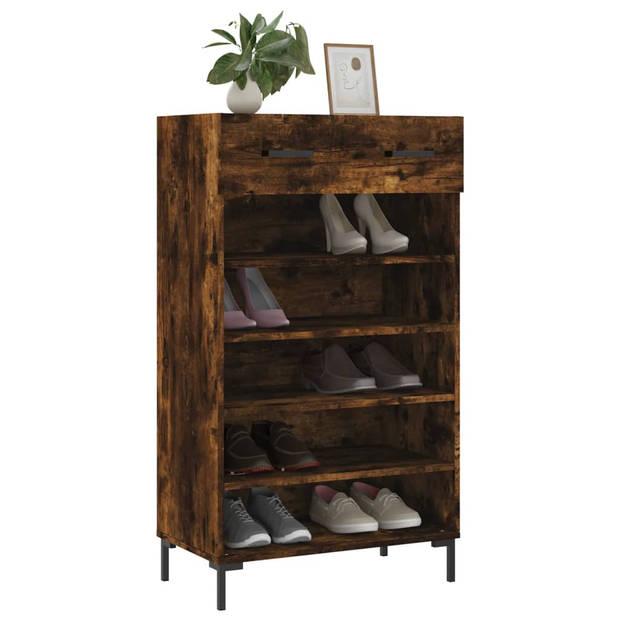 The Living Store Schoenenkast - Gerookt Eiken - 60 x 35 x 105 cm - Duurzaam materiaal