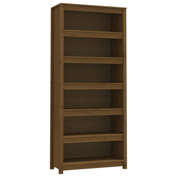 The Living Store Boekenkast Grenenhout - 80 x 35 x 183 cm - Honingbruin