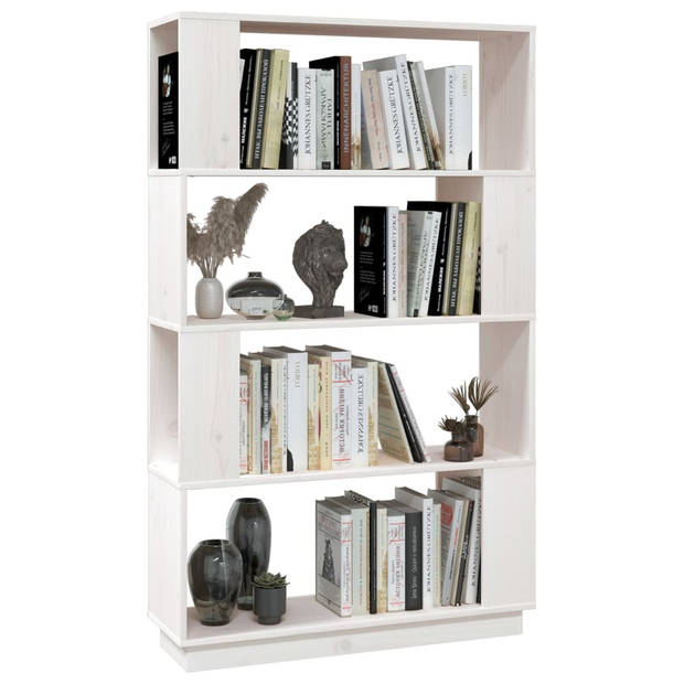 The Living Store Boekenkast - veelzijdig schap - 80 x 25 x 132 cm - Materiaal- massief grenenhout - Kleur- wit