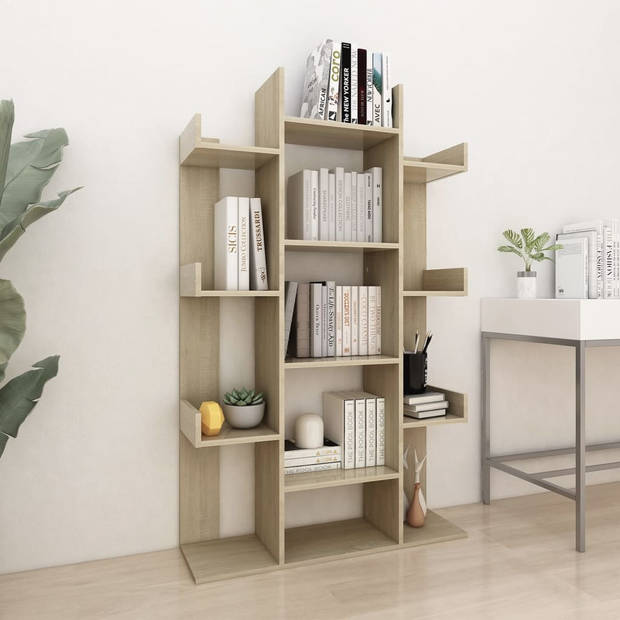 The Living Store Boekenkast Sonoma Eiken 86x25.5x140 - Stevig en compact