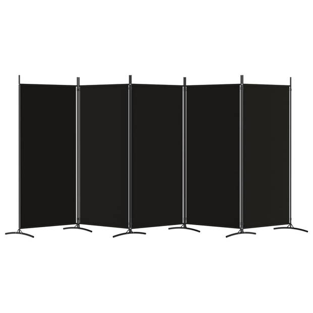 The Living Store Kamerscherm Zwart - 5 Panelen - 433 x 180 cm - Inklapbaar