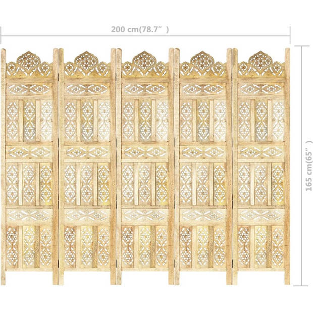 The Living Store Kamerscherm - Massief mangohout - 200 x 165 cm - Handgesneden