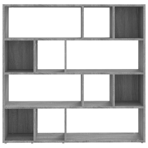 The Living Store Boekenkast Kamerscherm - Grijs Sonoma Eiken - 105 x 24 x 102 cm - Bewerkt hout