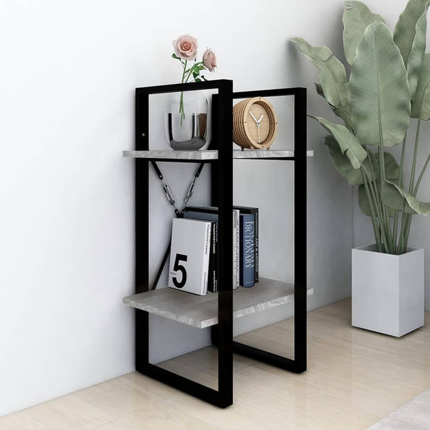 The Living Store Boekenkast Grijs Sonoma Eiken - 40 x 30 x 70 cm - Bewerkt hout en metaal