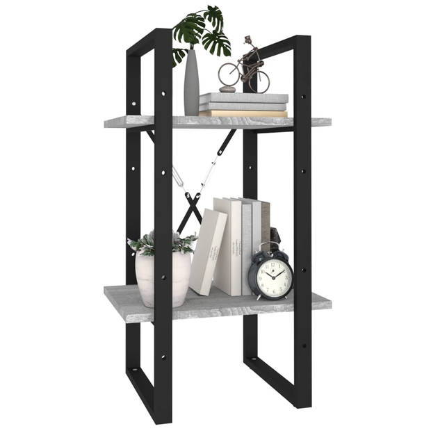 The Living Store Boekenkast Grijs Sonoma Eiken - 40 x 30 x 70 cm - Bewerkt hout en metaal