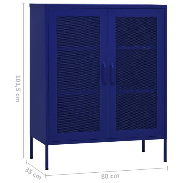 The Living Store Opbergkast Marineblauw 80x35x101.5 cm - Staal - 2 verstelbare schappen