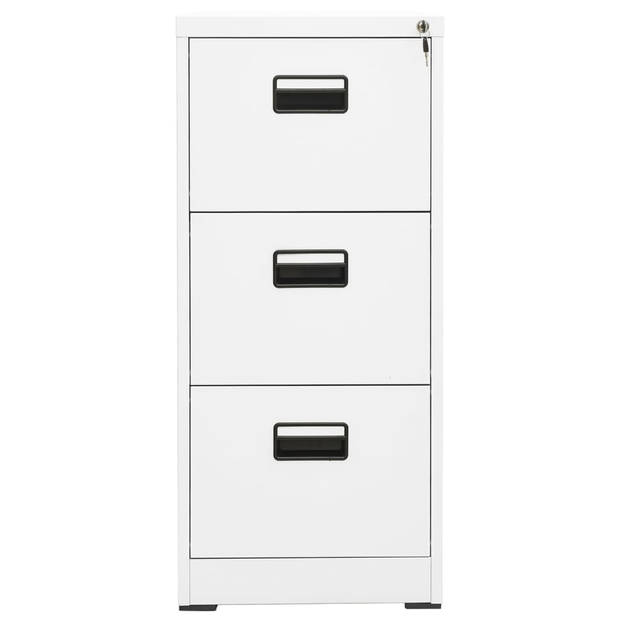 The Living Store Archiefkast Staal - 46 x 62 x 102.5 cm - 3 lades - Wit