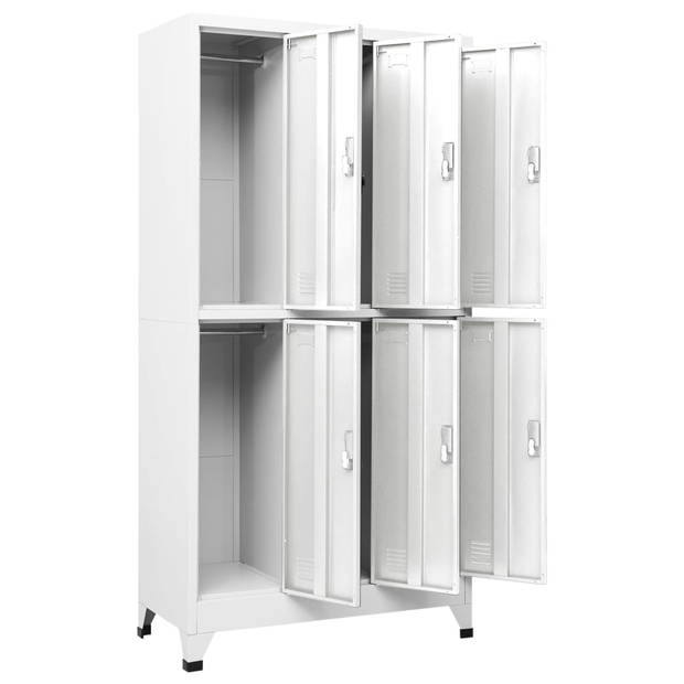 The Living Store Lockerkast - Staal - 90 x 45 x 180 cm - Grijs