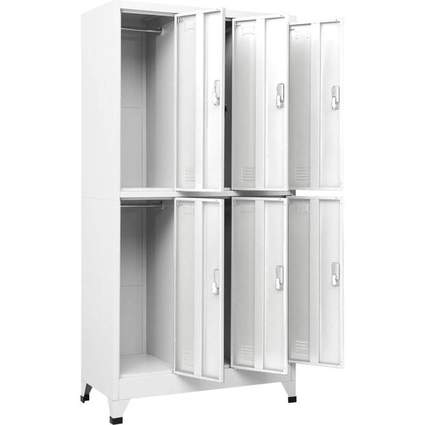 The Living Store Lockerkast - Staal - 90 x 45 x 180 cm - Grijs