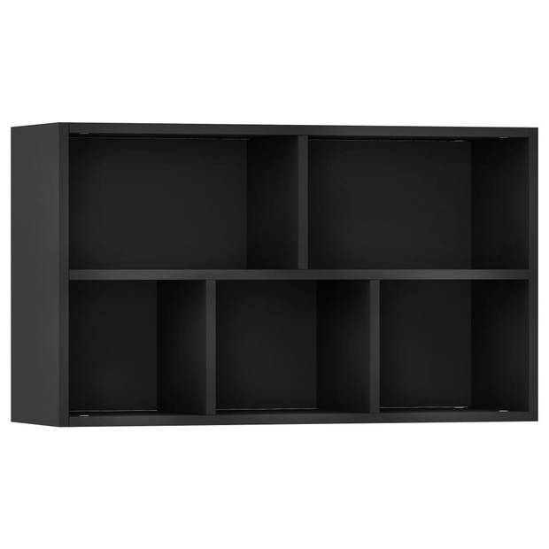 The Living Store Boekenkast - Zwart Spaanplaat - 50 x 25 x 80 cm - 5 vakken