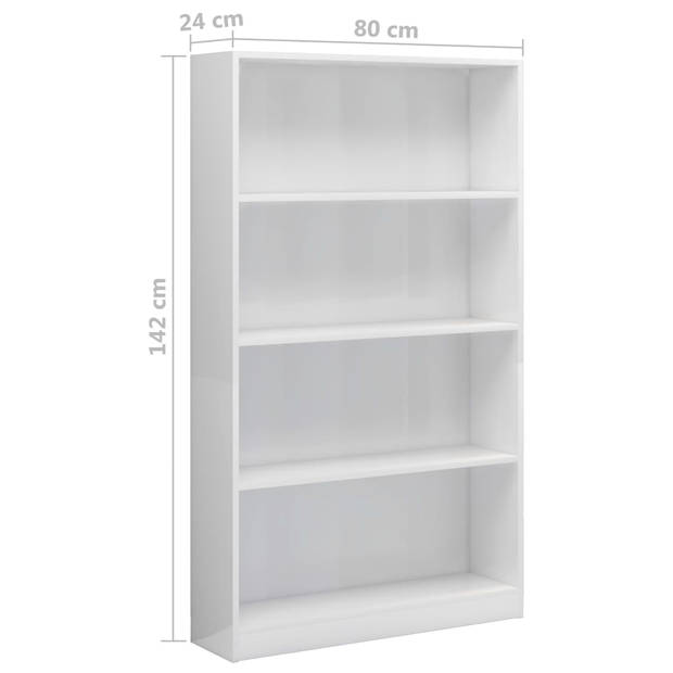 The Living Store Boekenkast - 80 x 24 x 142 cm - Hoogglans wit