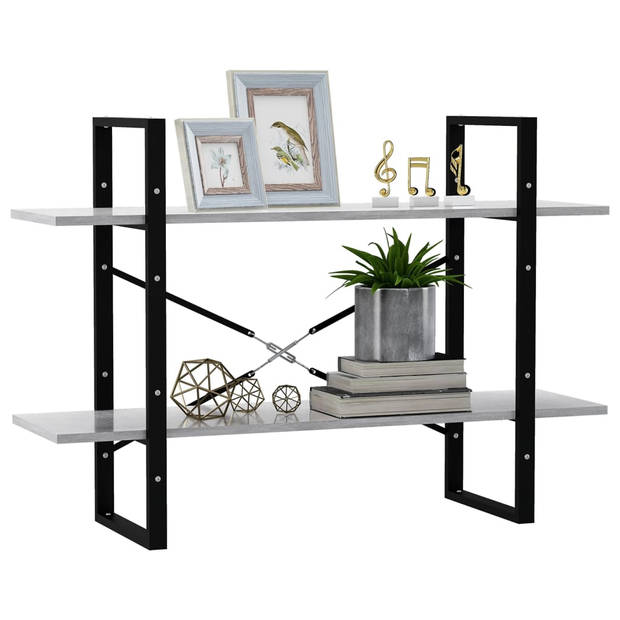 The Living Store Boekenkast Betongrijs 100 x 30 x 70 cm - Stevige en duurzame spaanplaat kast met 2 schappen