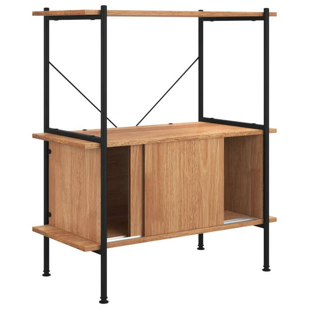 The Living Store Opbergrek - 80x40x92 cm - Lichtbruin/zwart hout/staal