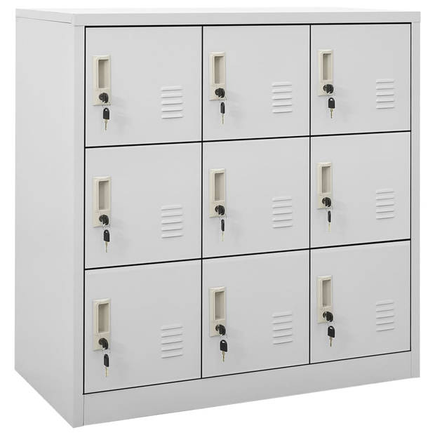 The Living Store Lockerkast 9 compartimenten 90x45x92.5 cm - lichtgrijs - Staal