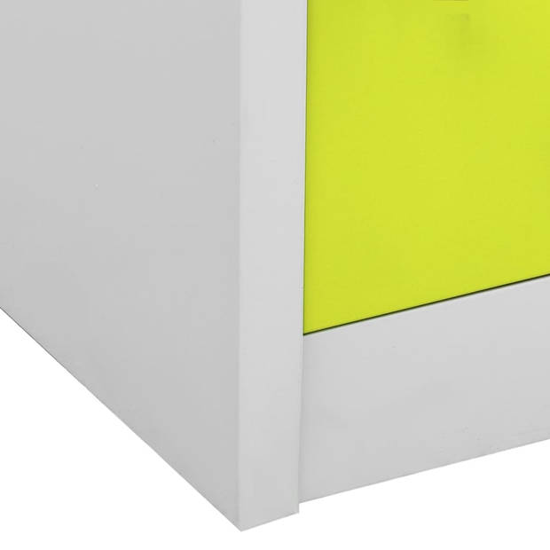 The Living Store Lockerkast - Staal - 90 x 45 x 92.5 cm - 6 lockers - Lichtgrijs en groen