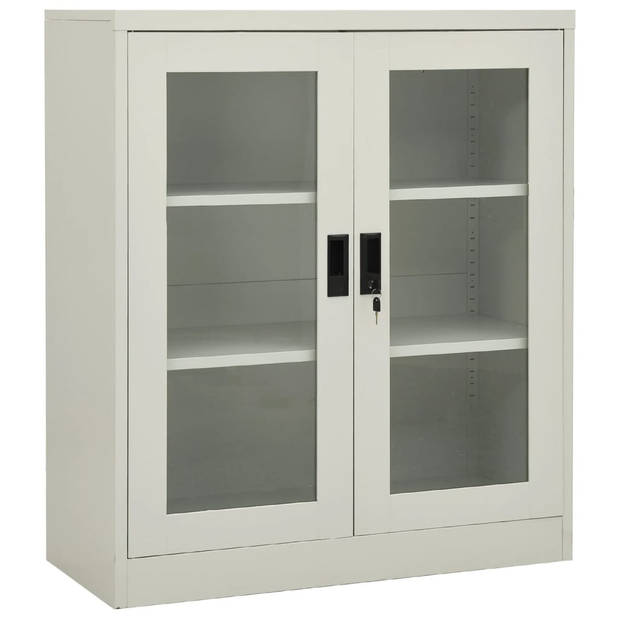 The Living Store Archiefkast - 90 x 40 x 105 cm - Staal en Gehard Glas