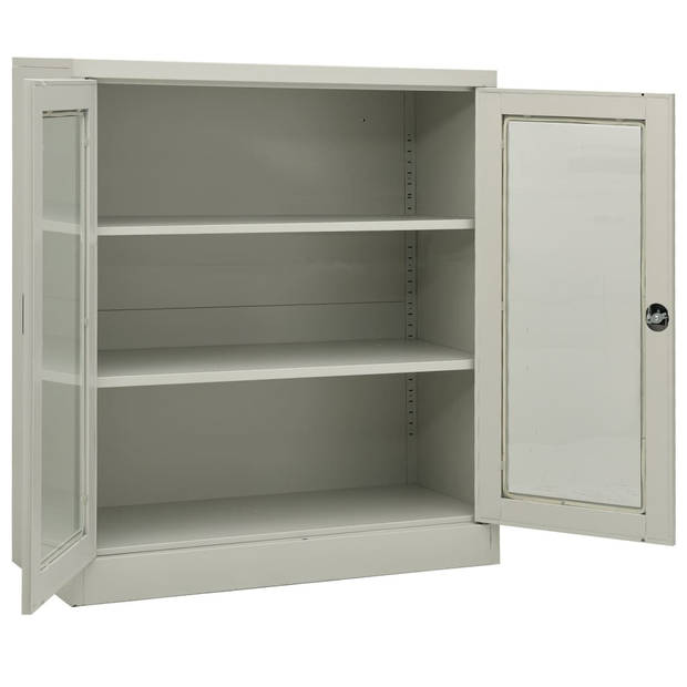 The Living Store Archiefkast - 90 x 40 x 105 cm - Staal en Gehard Glas