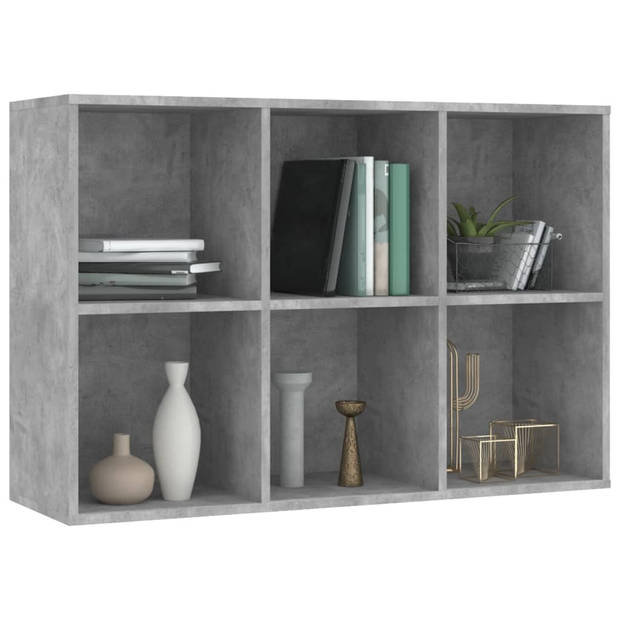 The Living Store Boekenkast - Betongrijs - 66 x 30 x 97.8 cm - 6 vakken