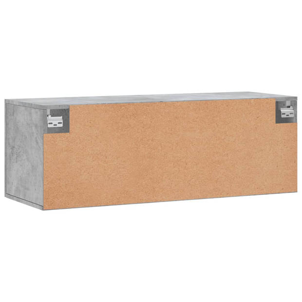 The Living Store Wandkast Betongrijs 100 x 36.5 x 35 cm - Bewerkt hout