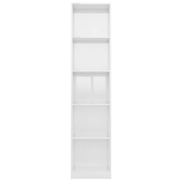 vidaXL Boekenkast 5 schappen 40x24x175 cm bewerkt hout hoogglans wit